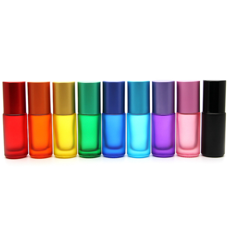 MIG pack ready to ship 5ml colored matt thick glass roller roll on massage perfume bottle