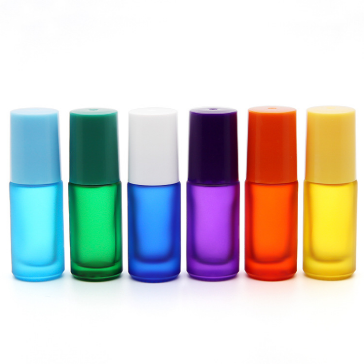 MIG pack ready to ship 5ml colored matt thick glass roller roll on massage perfume bottle