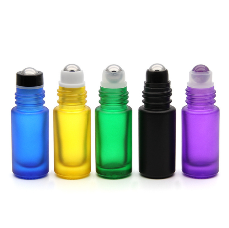 MIG pack ready to ship 5ml colored matt thick glass roller roll on massage perfume bottle