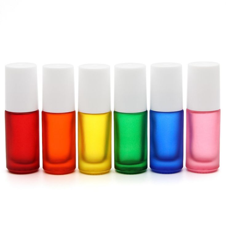 MIG pack ready to ship 5ml colored matt thick glass roller roll on massage perfume bottle