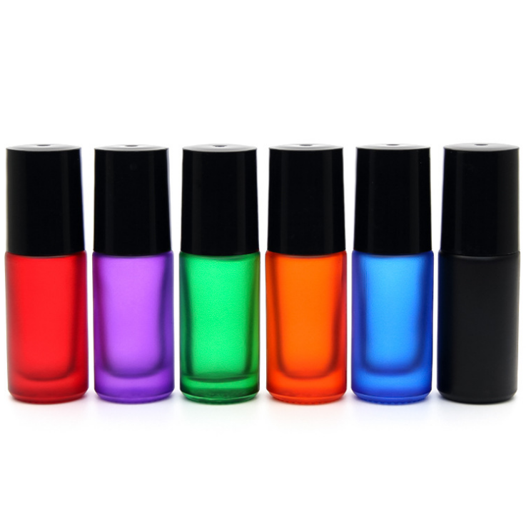 MIG pack ready to ship 5ml colored matt thick glass roller roll on massage perfume bottle