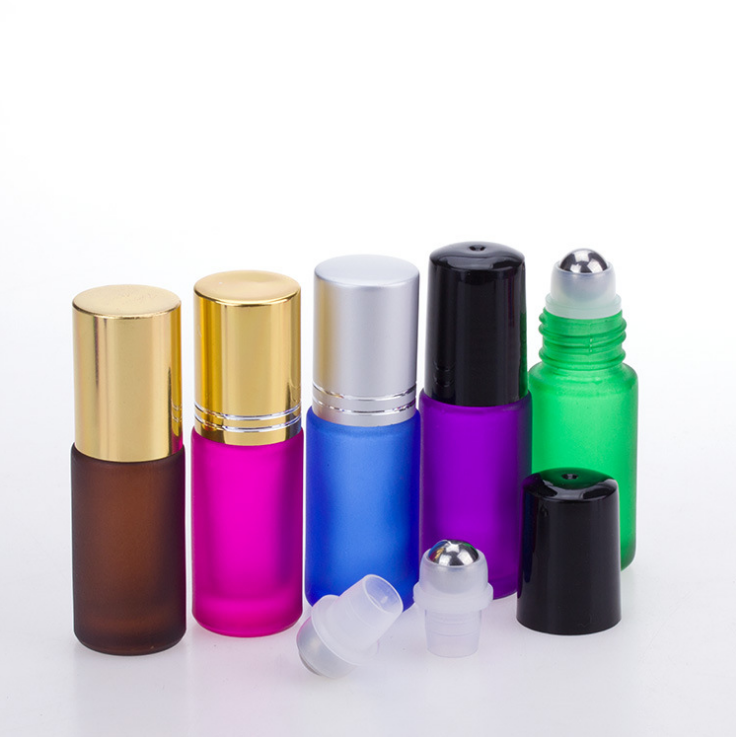 MIG pack ready to ship 5ml colored matt thick glass roller roll on massage perfume bottle