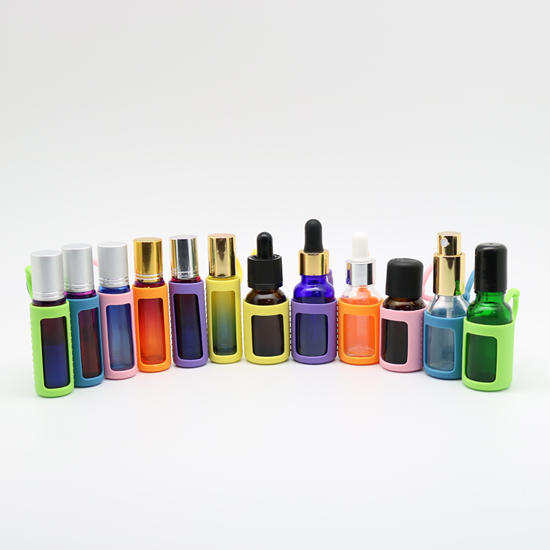 MIGPACK 2019 Wholesaled Cosmetic Silicone Case Essential Oil Bottle for 10ml 15ml Glass Roll on Screen Printing Personal Care