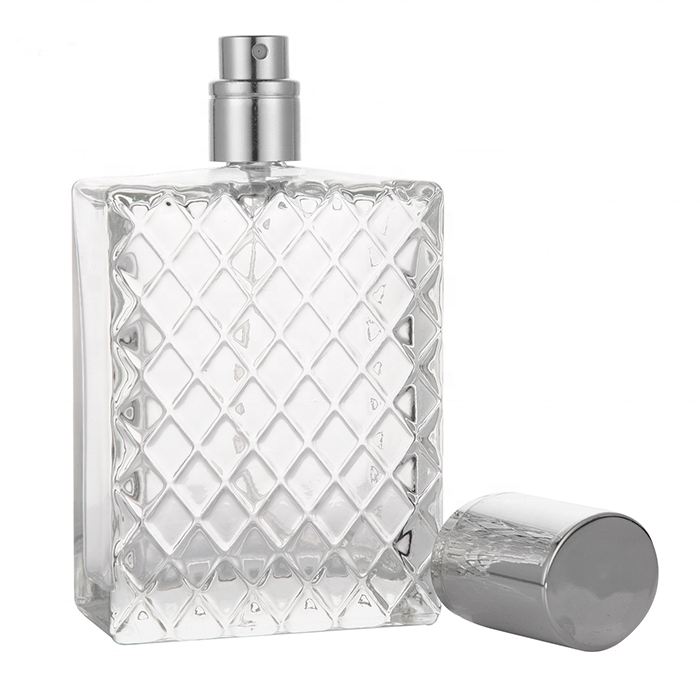 MUB 100ml square non-slip flat Plaid shape empty glass perfume bottle Spray bottle perfume bottle Simple fashion
