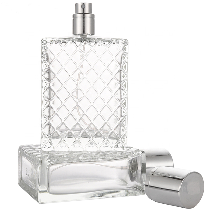 MUB 100ml square non-slip flat Plaid shape empty glass perfume bottle Spray bottle perfume bottle Simple fashion