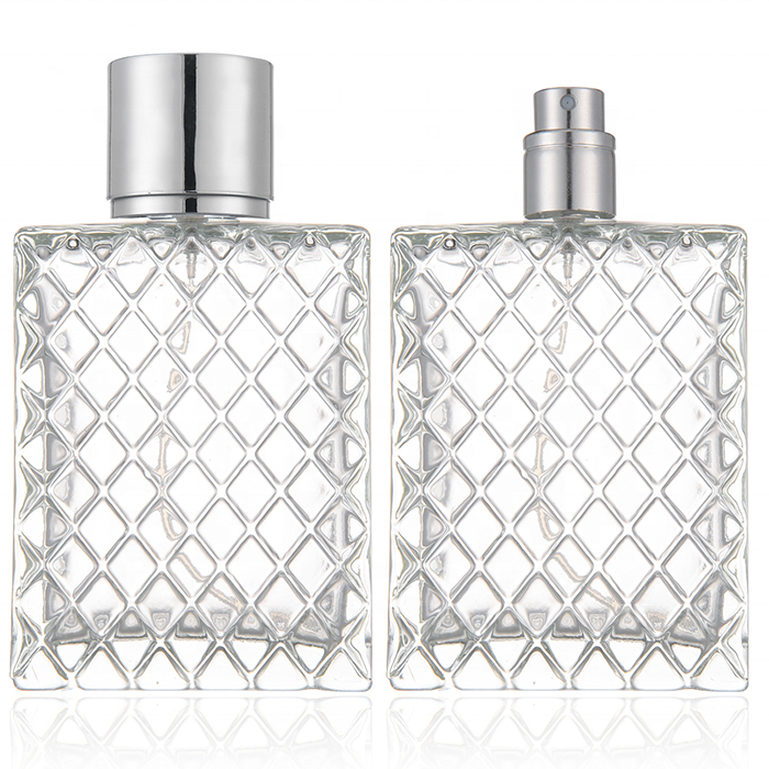 MUB 100ml square non-slip flat Plaid shape empty glass perfume bottle Spray bottle perfume bottle Simple fashion