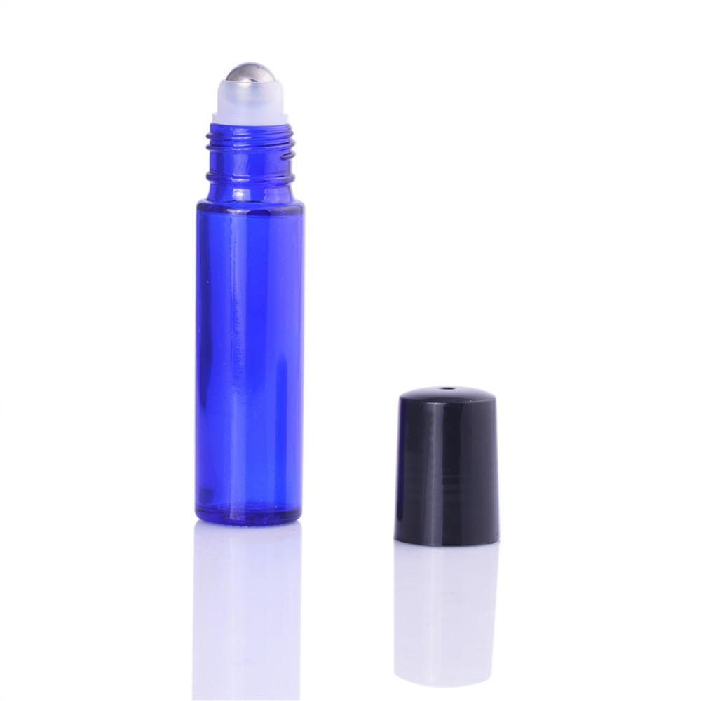 MUB 10ml blue essential oil glass bottles empty glass roll on bottles with stainless steel roller balls