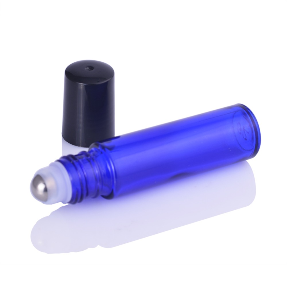 MUB 10ml blue essential oil glass bottles empty glass roll on bottles with stainless steel roller balls