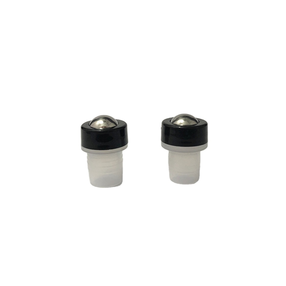 MUB 16mm / 18mm Transparent Plastic Roller Steel Roller Ball With Black Cover For Essential Oil Roll On Bottle