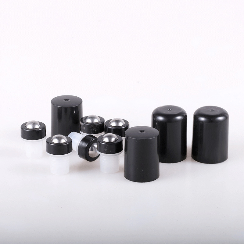 MUB 16mm / 18mm Transparent Plastic Roller Steel Roller Ball With Black Cover For Essential Oil Roll On Bottle
