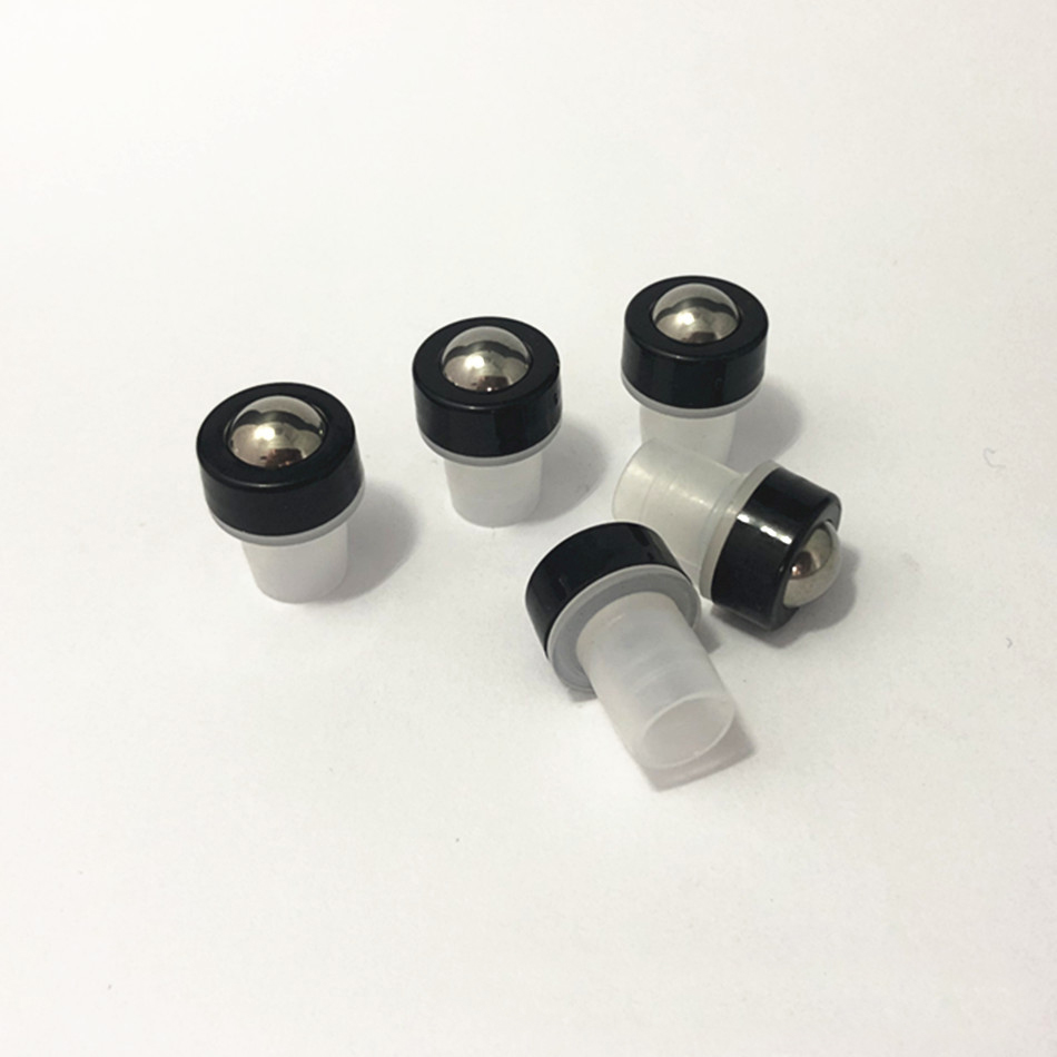 MUB 16mm / 18mm Transparent Plastic Roller Steel Roller Ball With Black Cover For Essential Oil Roll On Bottle