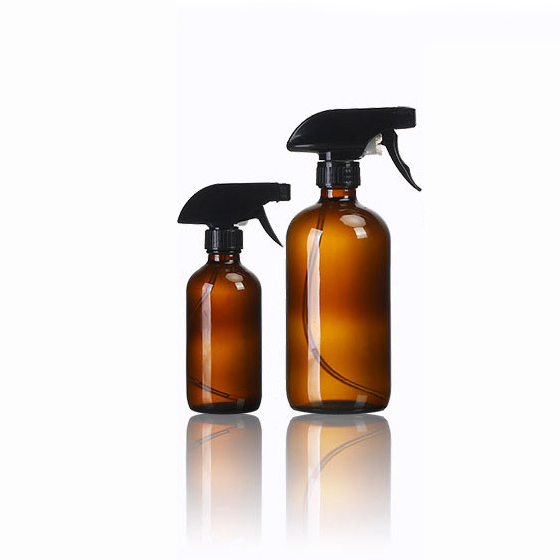 MUB 250ml 500ml Amber Blue Clear Glass Bottles Empty Refillable Essential Oil Glass Bottles With Black Trigger Spray Pumps