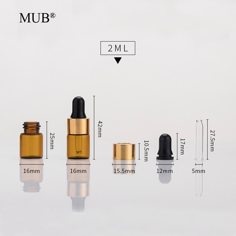 MUB 2ml Glass Dropper Bottle Empty Mini Essential Oil Glass Bottle With Dropper