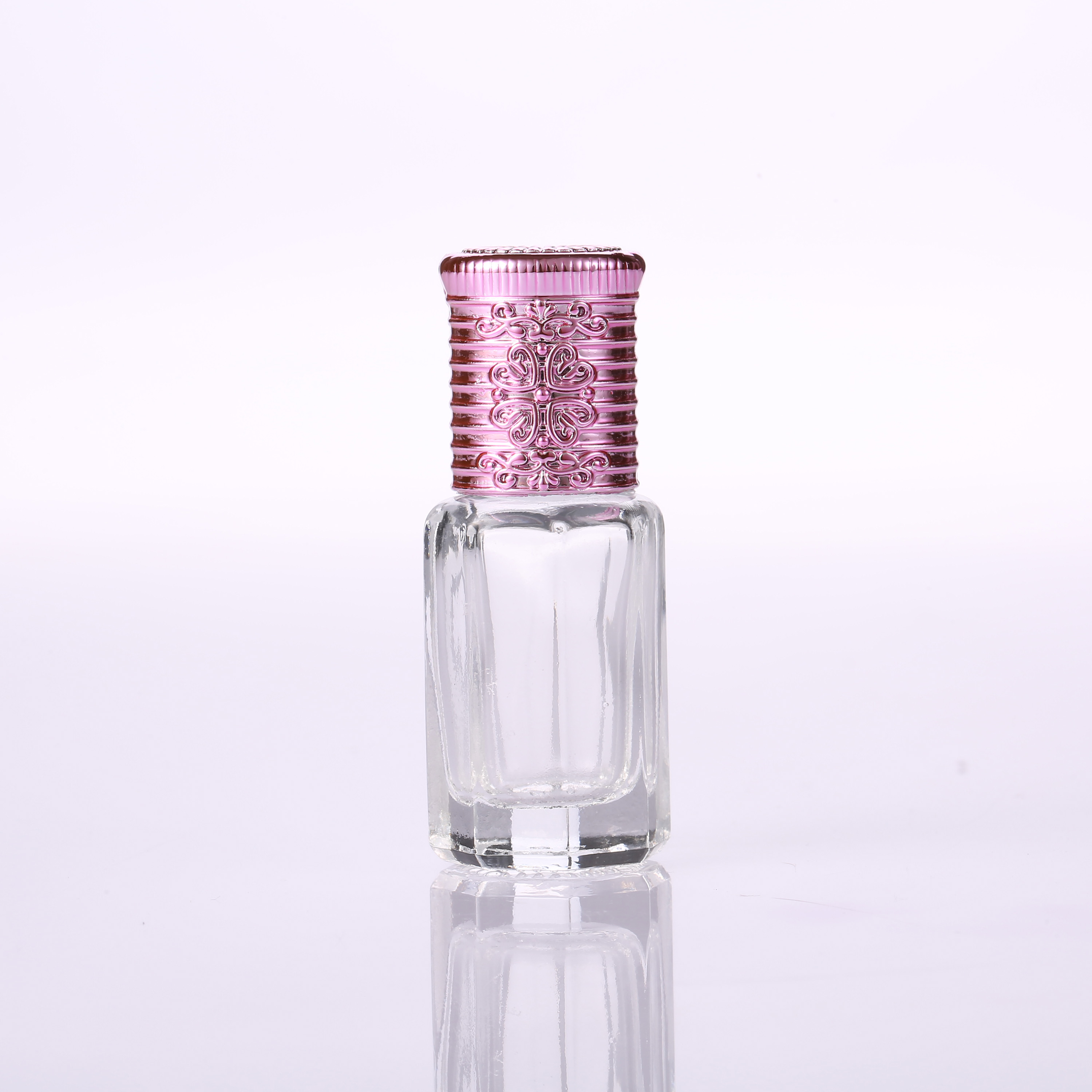 MUB 3ml/6ml/10ml/ 12ml Latest Octagonal Attar Empty Glass Bottle Luxury Fancy Roll On Essential oil Bottle Metal Cap