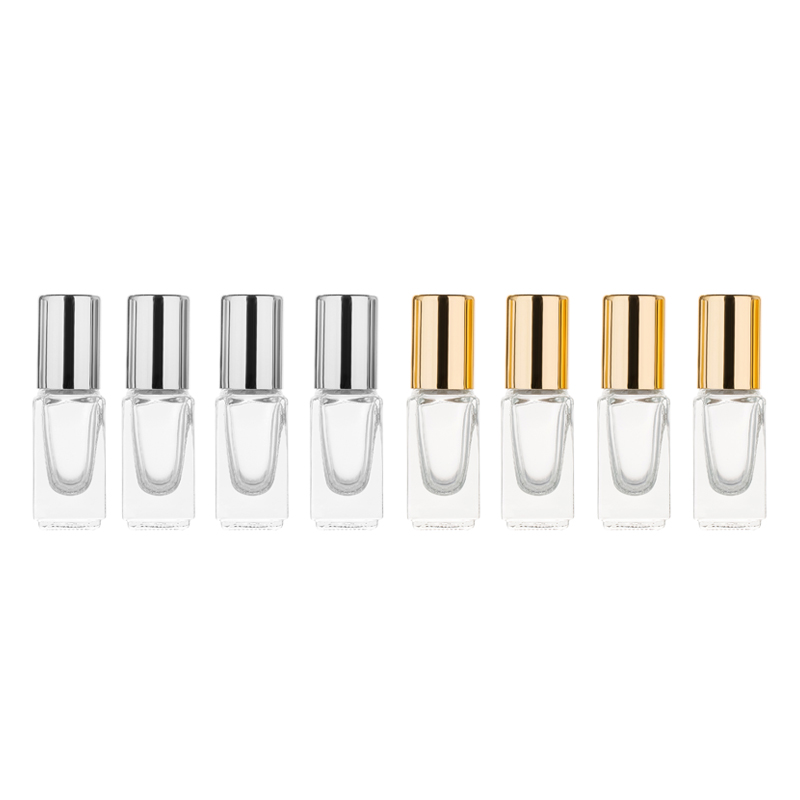 MUB 3ml empty glass Square Mini Portable Steel roller ball Bottle Refillable Roll on Bottle For Essential Oil cosmetic packaging