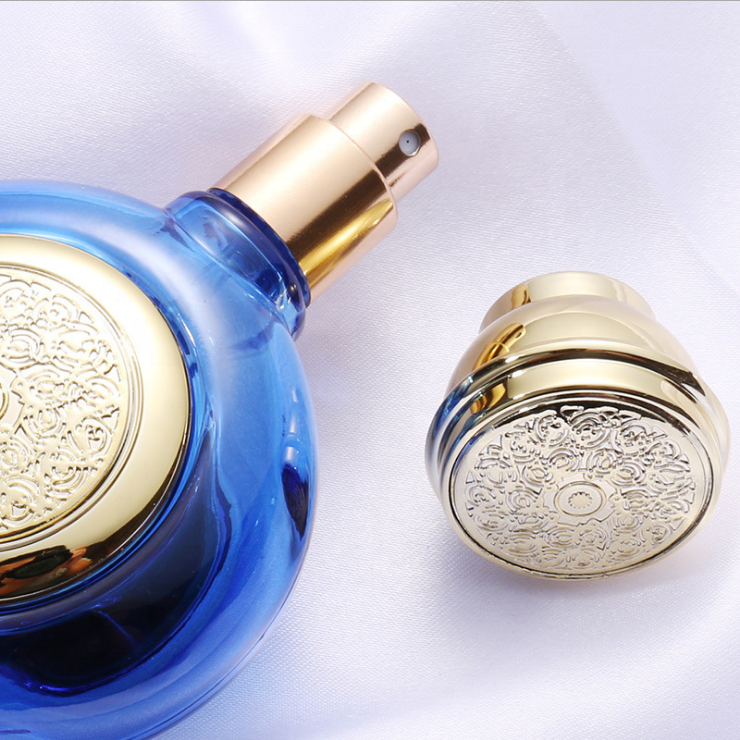 MUB 50ML Colorful Round shape glass perfume oil bottle empty refillable perfume atomizer cosmetic perfume container