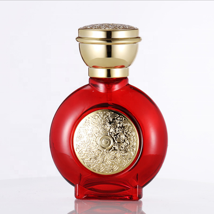 MUB 50ML Colorful Round shape glass perfume oil bottle empty refillable perfume atomizer cosmetic perfume container