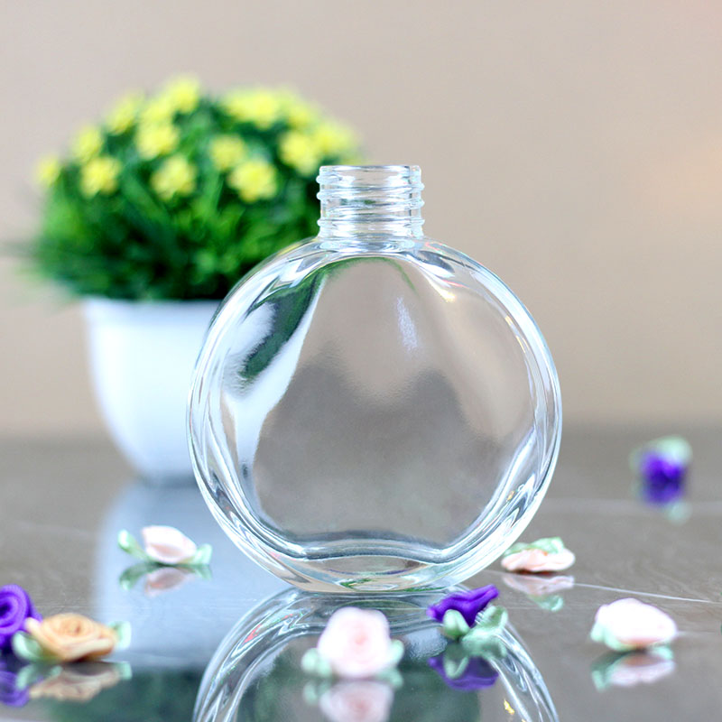 MUB 50ml flat round essential oil bottle aroma diffuser glass bottle room decoration empty transparent bottle