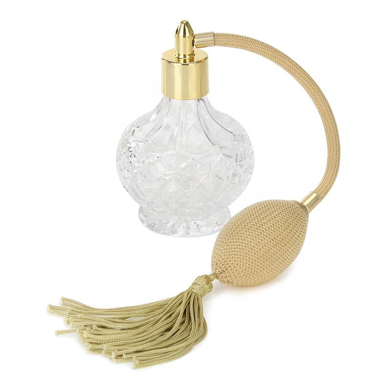 MUB 80ml Clear Crystal Vintage Style Perfume Bottle Gold Long Spray Tassels Atomizer Pump Refillable Glass Bottles Makeup T