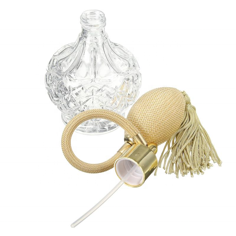 MUB 80ml Clear Crystal Vintage Style Perfume Bottle Gold Long Spray Tassels Atomizer Pump Refillable Glass Bottles Makeup T