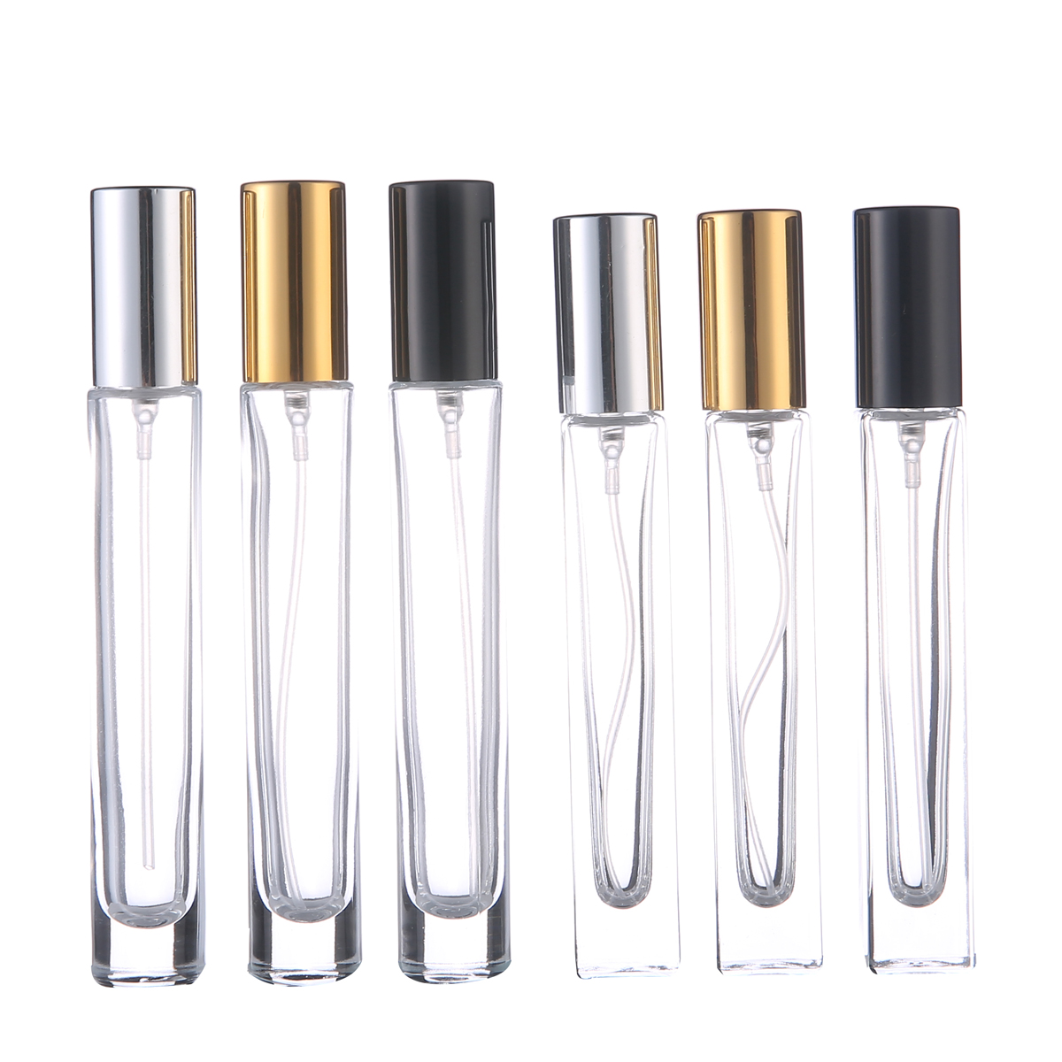 MUB High Quality 10ml Thick Bottom Round & Square Empty Clear Glass Spray Bottle Refillable Perfume Atomizer Bottle