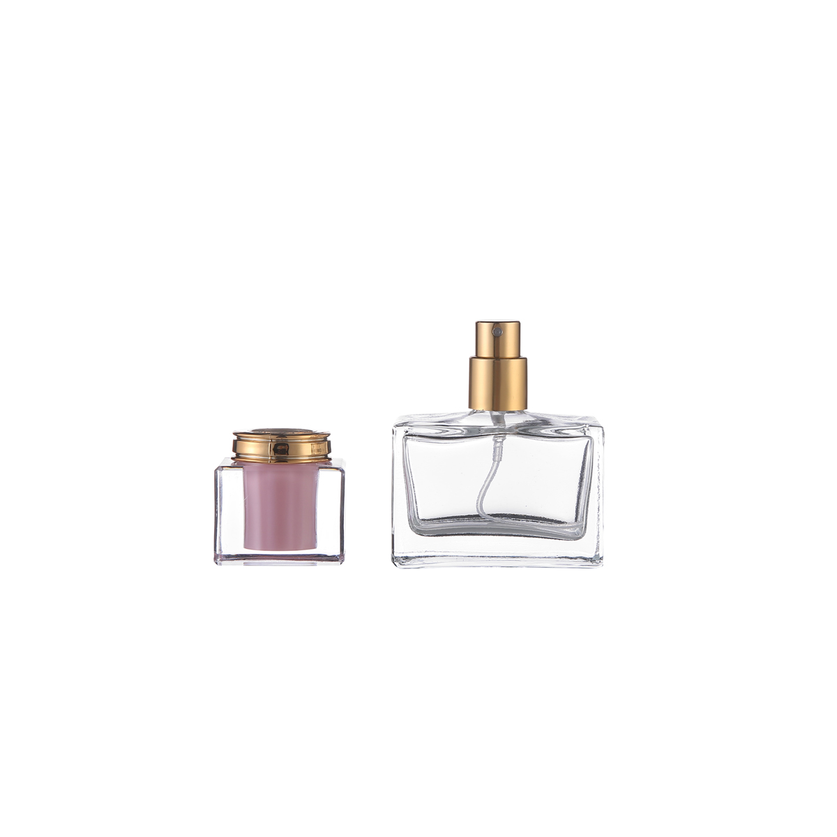MUB High Quality 30ml Clear Glass Spray Bottles Empty Rectangular Refillable Perfume Glass Bottles With 6 Colors Acrylic Caps