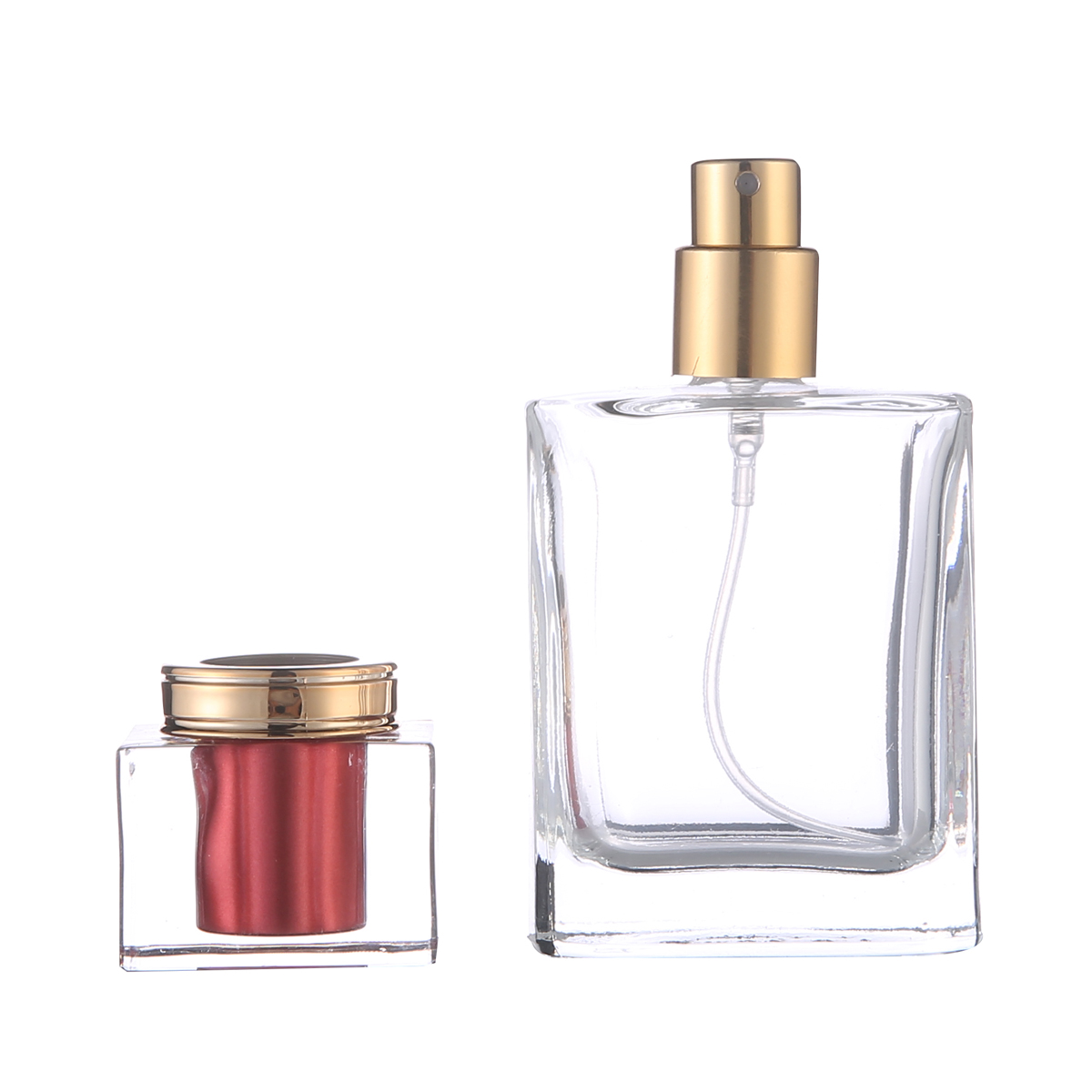 MUB Hot Selling Luxury 50ml Square Glass Spray Perfume Bottle Empty Refillable Glass Perfume Spray Atomizer Bottles