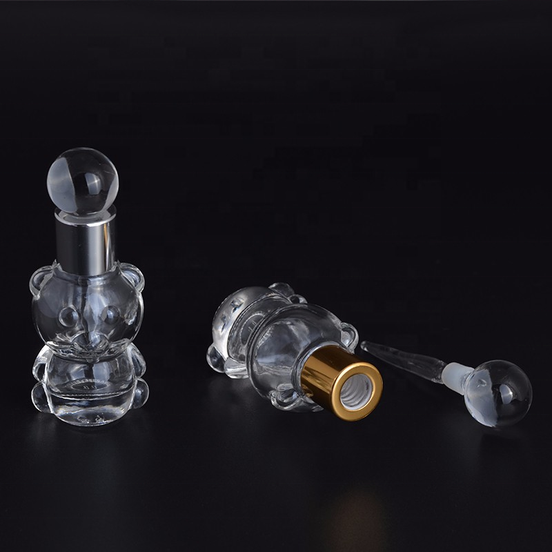 MUB - Stylish Transparent Small Bear 8ml Glass Refillable Bottle Drop Lovely Bear Empty Travel Perfume Bottles With Aluminum Cap