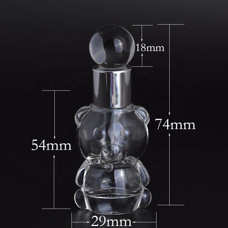 MUB - Stylish Transparent Small Bear 8ml Glass Refillable Bottle Drop Lovely Bear Empty Travel Perfume Bottles With Aluminum Cap