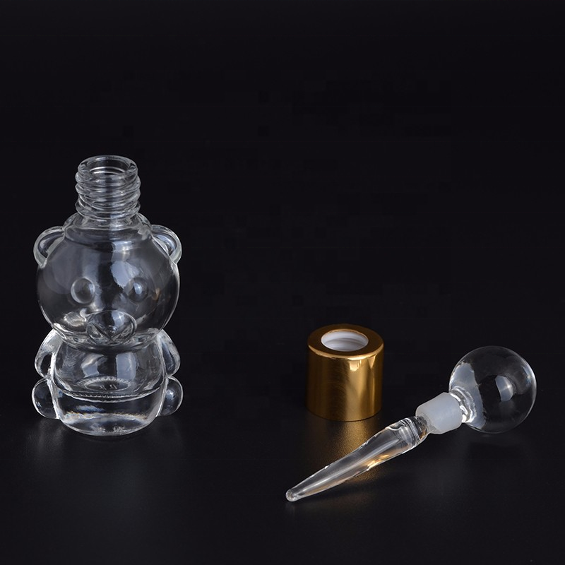 MUB - Stylish Transparent Small Bear 8ml Glass Refillable Bottle Drop Lovely Bear Empty Travel Perfume Bottles With Aluminum Cap
