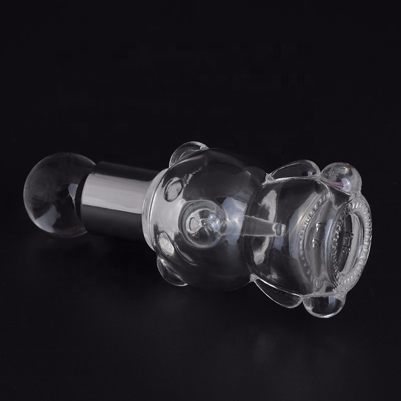 MUB - Stylish Transparent Small Bear 8ml Glass Refillable Bottle Drop Lovely Bear Empty Travel Perfume Bottles With Aluminum Cap