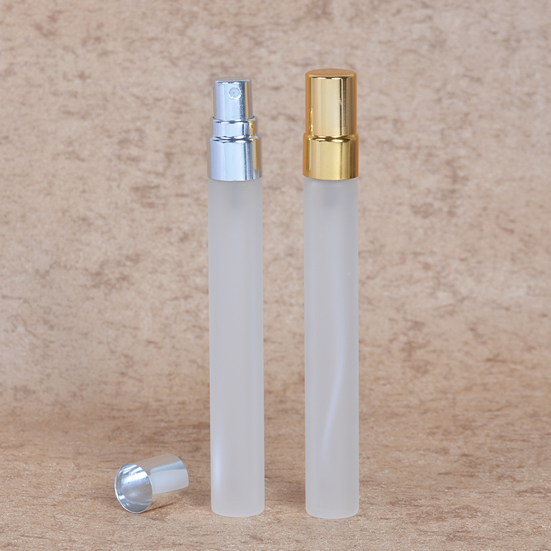 MUB  gold and silver aluminum spray , travel 10 ml glass bottle with frost