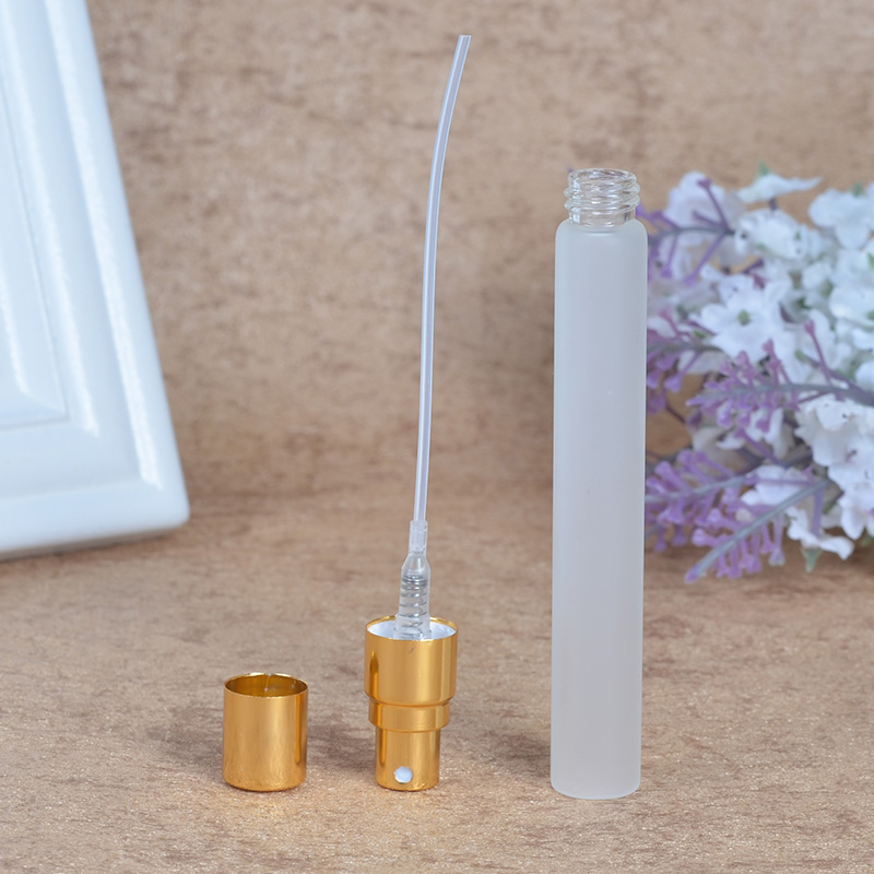 MUB gold and silver aluminum spray, travel 10 ml glass bottle with frost