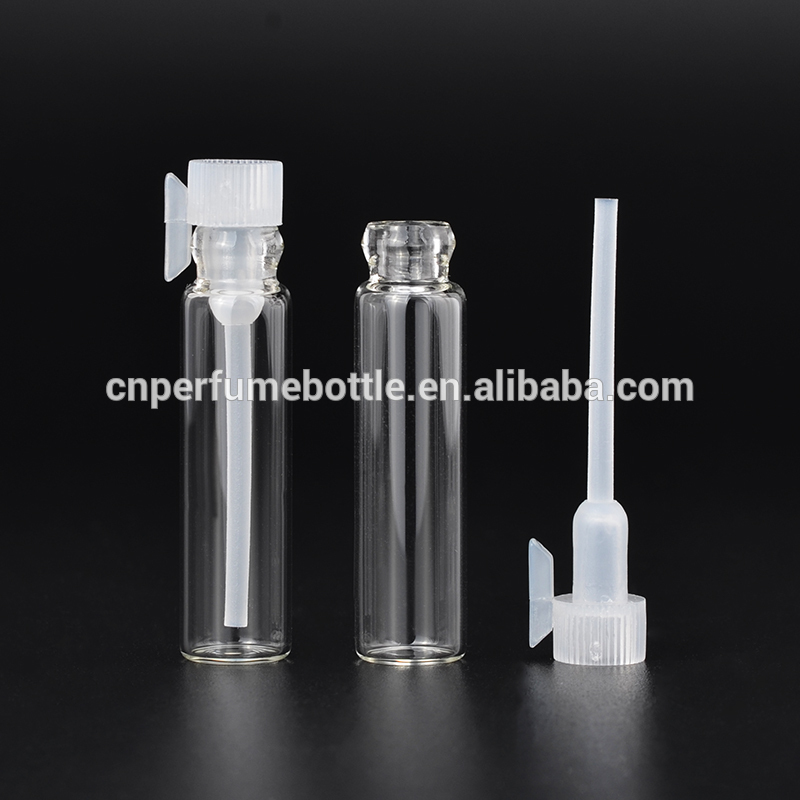 MUB mini size test essential oil bottle 1ml 2ml glass perfume sample bottles / vials with plastic sticks