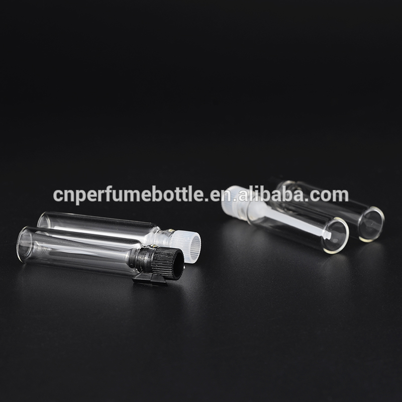 MUB mini size test essential oil bottle 1ml 2ml glass perfume sample bottles / vials with plastic sticks
