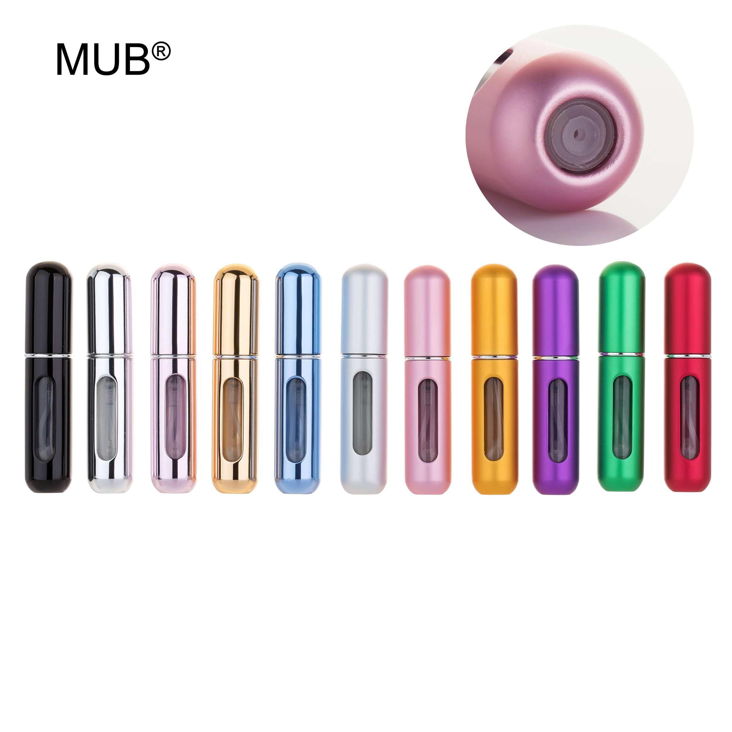 MUB pocket sized perfume bottle mini travel perfume atomizer empty 5ml easy refill aluminum perfume bottles with pump sprayer