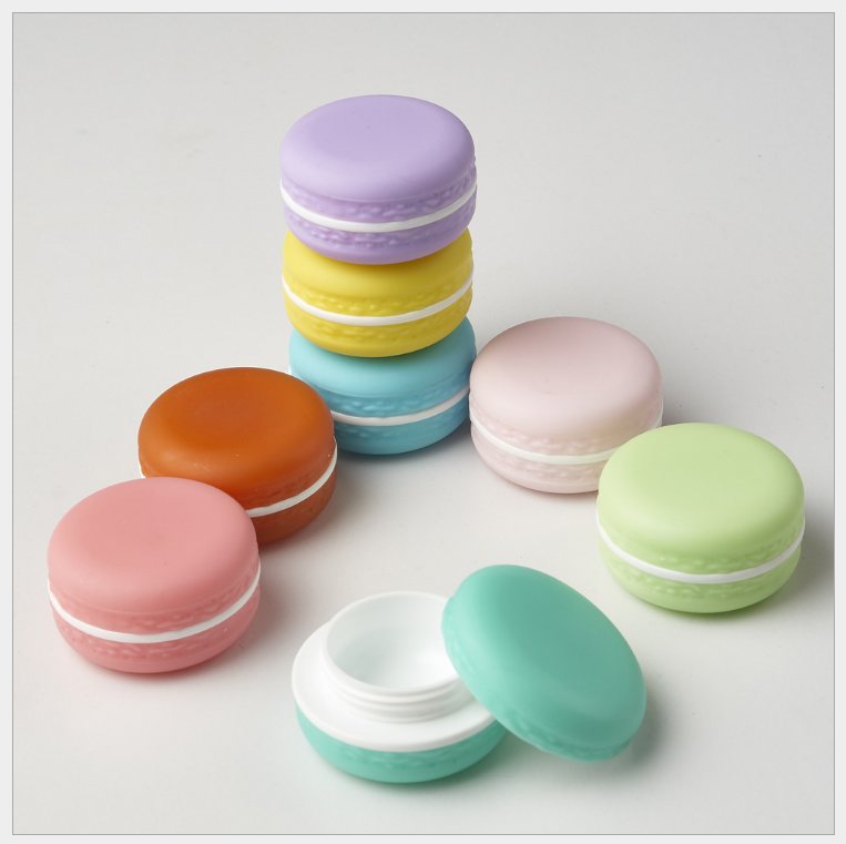 Macarons Cookie style colorful mini cosmetic packing blue pink purple 5g 10g plastic cream jar plastic for eye cream