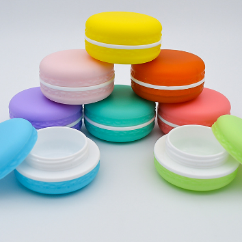 Macarons Cookie style colorful mini cosmetic packing  blue pink purple  5g 10g  plastic cream  jar plastic for eye cream
