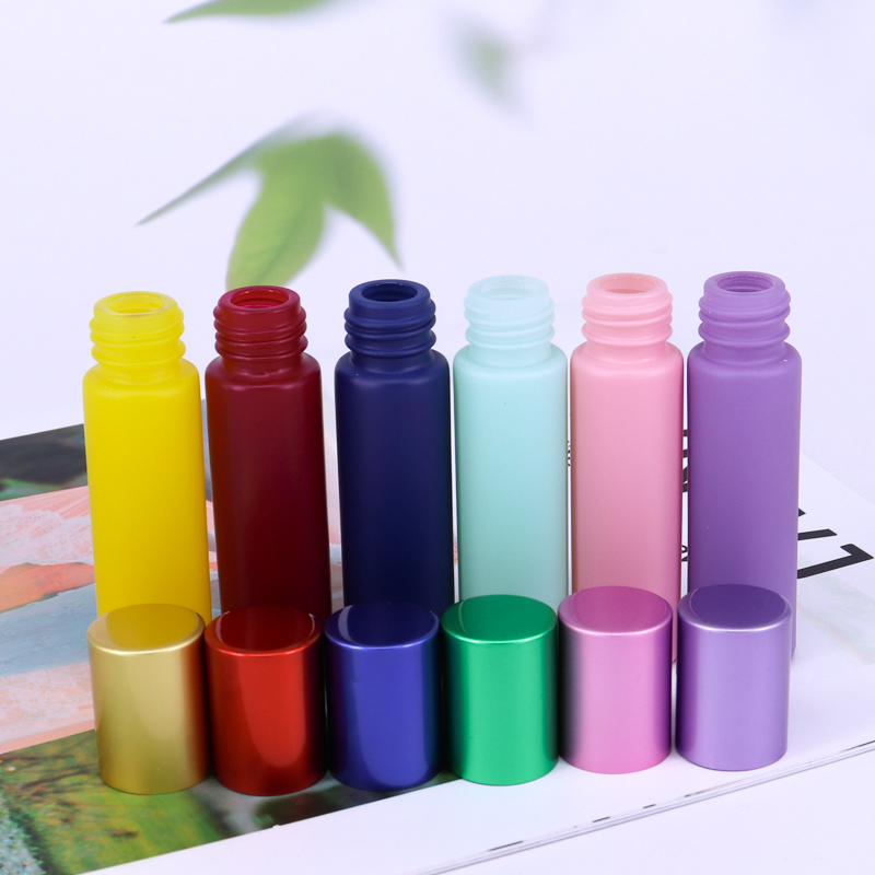 Macaroon Floral 10ml Roller Glass Bottle Refillable Essential Oil perfume Roll on Bottle with Gemstone Roller and White Cap