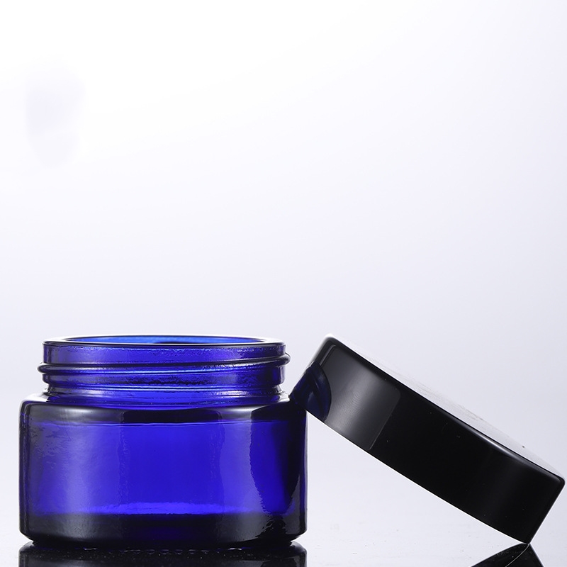 Made In China 20g 30g 50g 100g Cosmetic Jar New Blue Glass Cream Bottle Jar Blue Glass Mask Eye Cream Cosmetic Jar