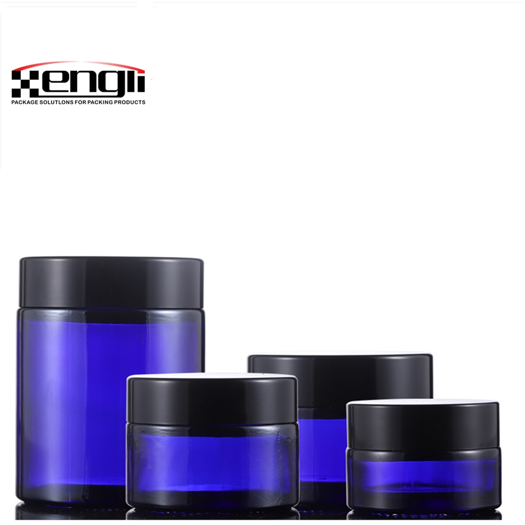 Made In China 20g 30g 50g 100g Cosmetic Jar New Blue Glass Cream Bottle Jar Blue Glass Mask Eye Cream Cosmetic Jar