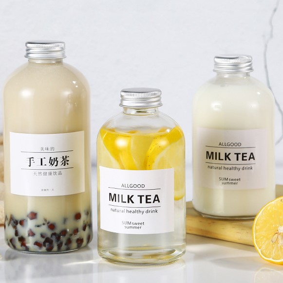 Made in China 16Oz Tea Coffee Ice Cold Drink Glass Mason Jar Milk Bottle With Aluminum cap 350ml 500ml For Juice/Wine