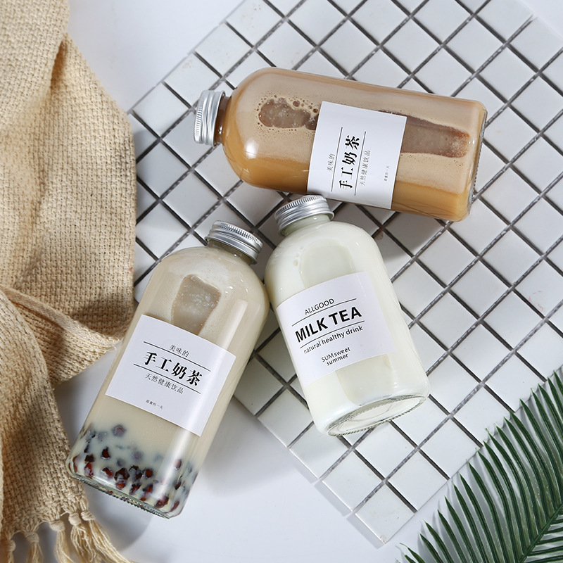 Made in China 16Oz Tea Coffee Ice Cold Drink Glass Mason Jar Milk Bottle With Aluminum cap 350ml 500ml For Juice/Wine