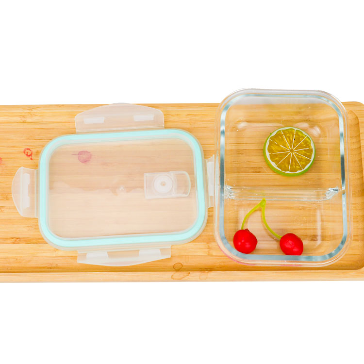Made in China 640ml Professional 2 Compartment Rectangle Glass Vacuum Food Storage Lunch Box