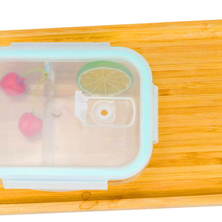 Made in China 640ml Professional 2 Compartment Rectangle Glass Vacuum Food Storage Lunch Box