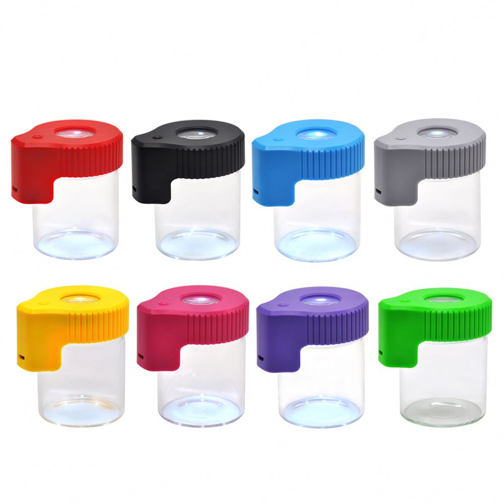 Mag Jar Glass Storage USB Charger With LED Light Weed Stash Jars Herb Weed Container
