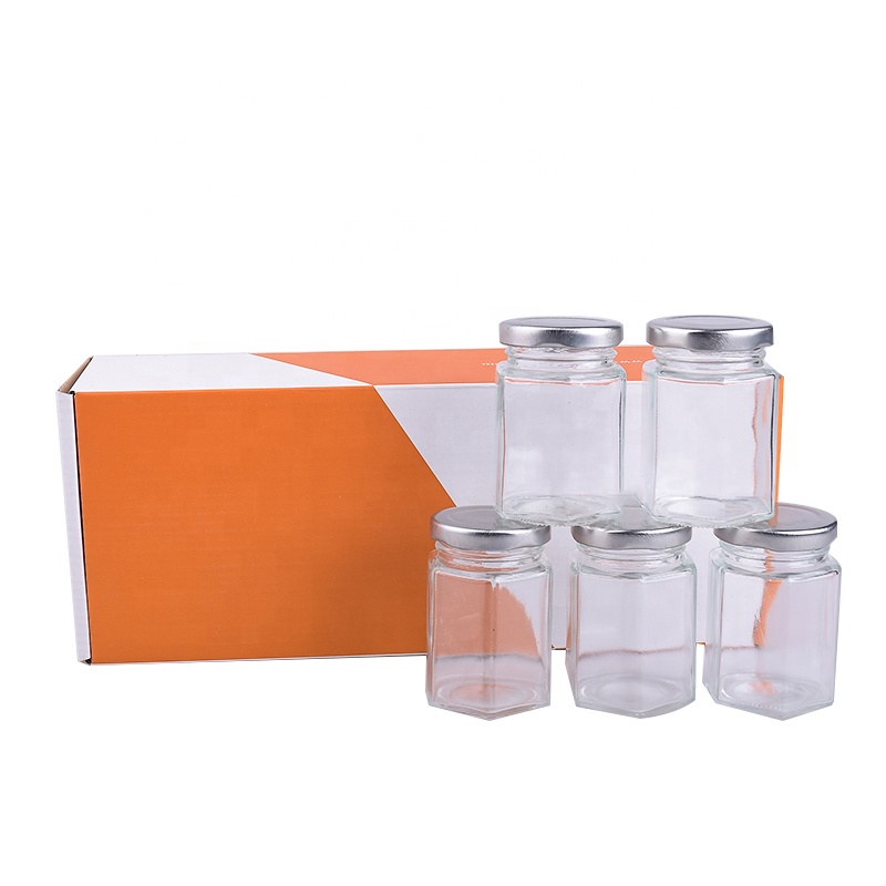 Magnetic Spice Jars Hexagon Glass Spice Jars With Stainless Steel Strong Magnet Lids Space Saving Storage