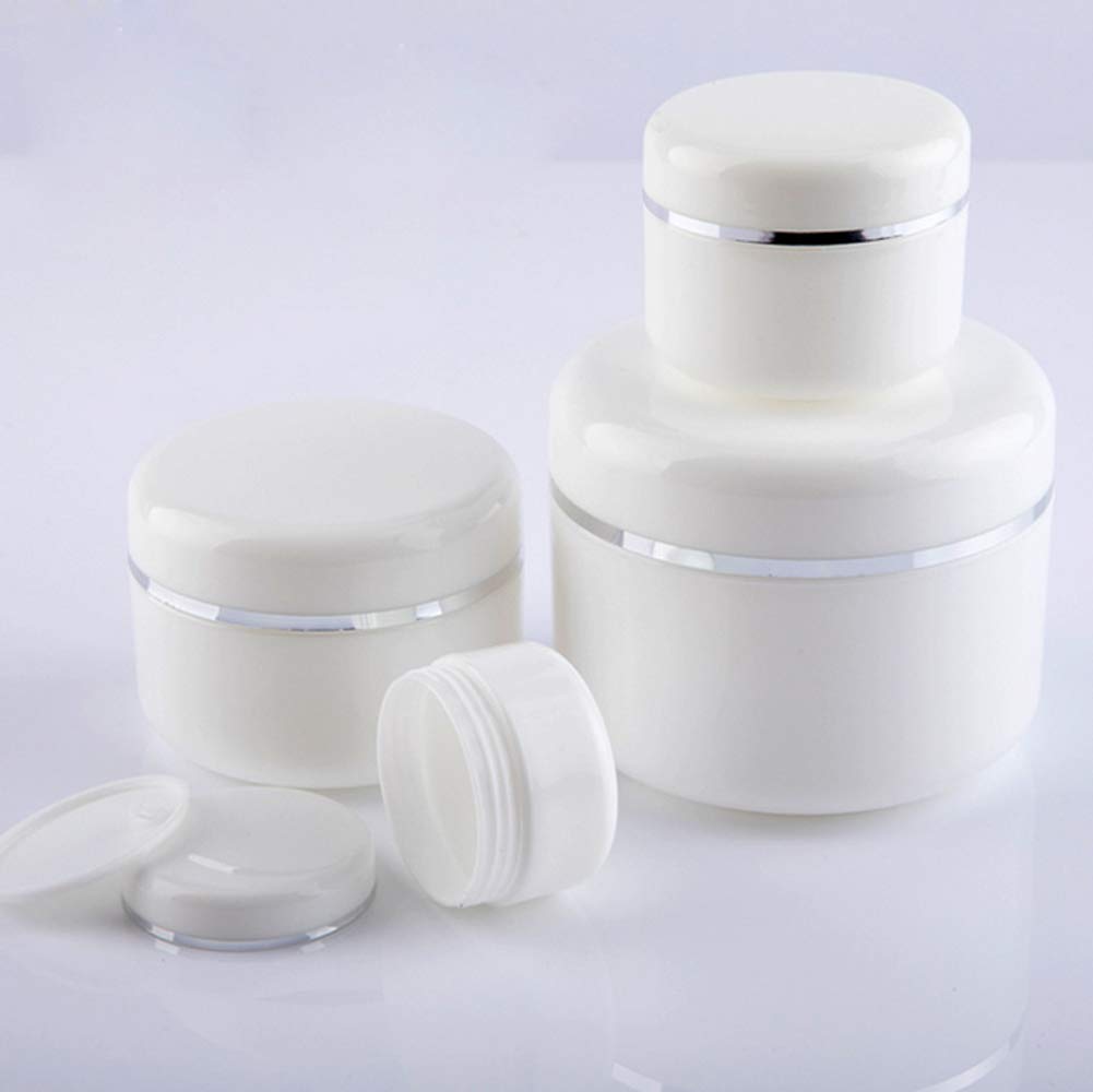 Make Up Face Cream Lip Balm Lotion Storage Containers White Silver Edge Empty Refillable Cosmetic Plastic Jars