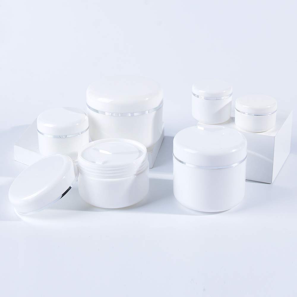 Make Up Face Cream Lip Balm Lotion Storage Containers White Silver Edge Empty Refillable Cosmetic Plastic Jars
