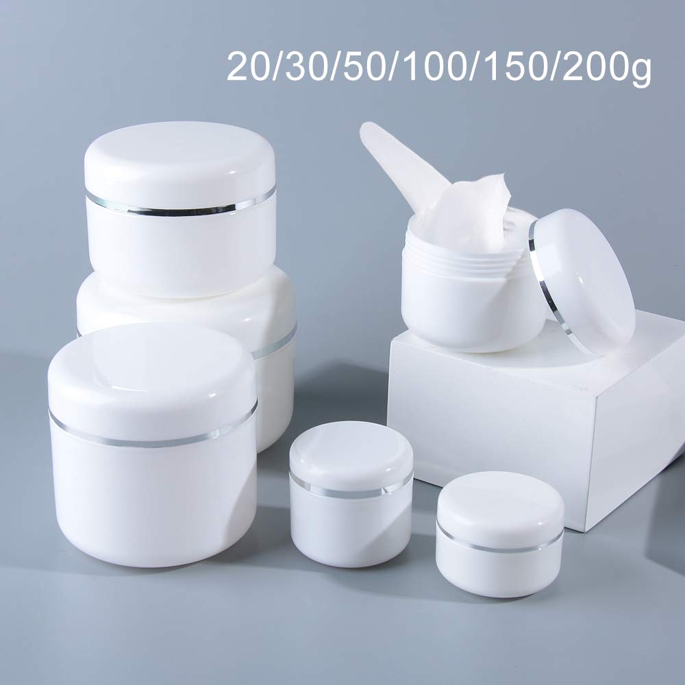 Make Up Face Cream Lip Balm Lotion Storage Containers White Silver Edge Empty Refillable Cosmetic Plastic Jars